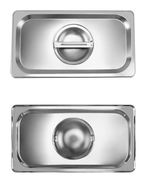 QWORK Solid Pan Lid with Handle 4 Pack Stainless Steel Steam Table Pan Cover for 13 Size Steam Pans