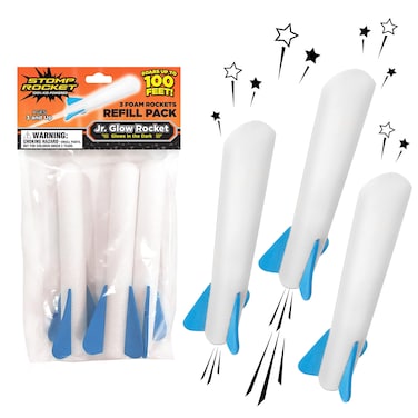 Stomp Rocket Jr Glow Rocket Refills 3 Rockets  Replacement Glow in The Dark Rockets for Soft Foam Rocket Launcher for Kids  Fun Backyard  Outdoor Kids Toys Gifts for Boys  Girls