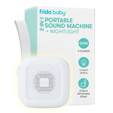 Frida Baby 2in1 Portable Sound Machine for Baby  Nightlight  White Noise Sound Machine for Baby with 5 Soothing Sounds  3 Nightlight Modes  Travel Sound Machine Attaches to Strollers Car Seats