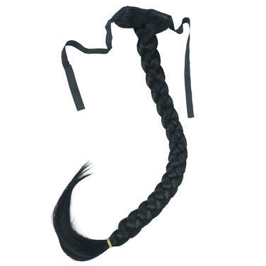 Lydell 24 Long Fishtail Braid Wrap Around Ponytail Extension Synthetic Hairpiece 1 Black