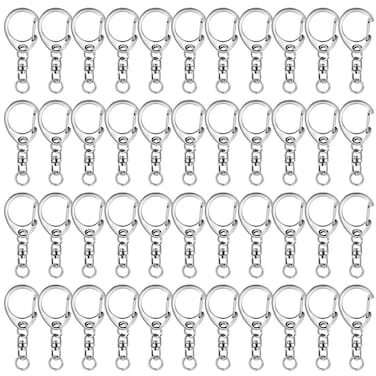80 Pcs Keychain Clip D Snap Hook Roctee Metal Key Ring with Chain Hooks for Lanyard Key Chain Crafting DIY Crafts Keychain Carabiner Clip Hardware with Open Jump Ring Silver Keychain Hardware