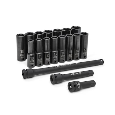GEARWRENCH 18 Piece 12 Drive Deep Metric Impact Socket Set  89096