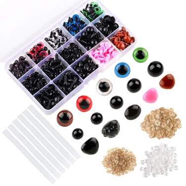 Jupean 566Pcs 6mm14mm Colorful Safety Eyes and Noses Set Plastic Safety Eyes and Noses 170pcs Plastic Safety Eyes and 110pcs Safety Noses with 280pcs Washers for Animal Stuffed