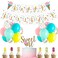 Shalofer Baby Girls Ice Cream Theme Decorations setBaby Girls 1st Birthday Party SuppliesBirthday BannerLatex BalloonConfetti BalloonsCake Toppers Ice Cream