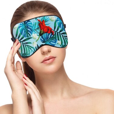 Natural Silk Sleep Mask  Blindfold SuperSmooth  Soft Eye Mask with Adjustable Strap Perfect Blocks Light A Full Nights Sleep Eye Cover for Travel Shift Work  Meditation Tropical Rainforest