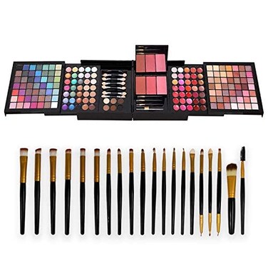 Teen Beginner Makeup Kit Makeup Kit For Women Full Kit 177 Color Eyeshadow Palette Lipstick Set Lips Blush Foundation Eyebrow Powder With Mirror  20pcs brush