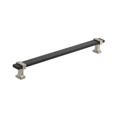 Amerock  Cabinet Pull  Brushed Matte BlackSatin Nickel  81316 inch 224 mm Center to Center  Overton  1 Pack  Drawer Pull  Drawer Handle  Cabinet Hardware