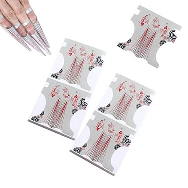 VNC 200Pcs Nail Form Silver Color Long Nail Art Guide Stickers for Stilleto Acrylic UV Gel Nail Tips Manicure Extension Tool