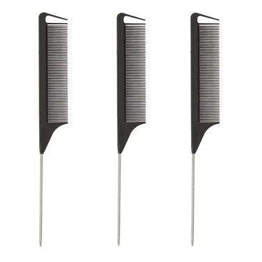 STUDIO LIMITED Carbon Pin Tail Comb Rat Tail Combs Parting Comb Pin Tail Stainless steel tail Hair Styling Beauty Tools Easy parting and styling Antistatic 3 Pcs