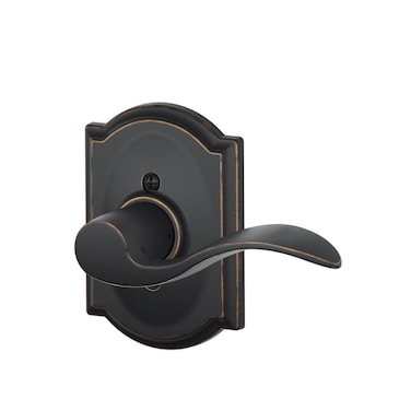 Schlage F170 ACC 716 CAM RH Right Handed Accent Door Lever with Camelot Trim One Sided NonTurning Dummy Door Handle Aged Bronze