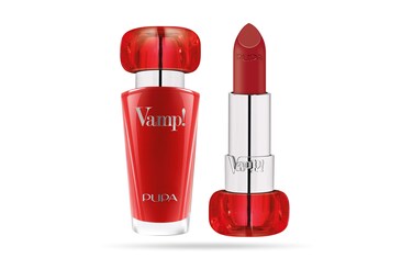 PUPA Milano Vamp Extreme Colour Lipstick With Plumping Treatment  For Fuller Defined Lips  Adds Incredible Deep Color To Lips  Soft Texture Adheres Perfectly  302 Ruby Red  0123 Oz