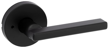Kwikset 730HFLRDT514 Halifax Lever with Round Rose Privacy Door Lock with 6AL Latch and RCS Strike Iron Black Finish