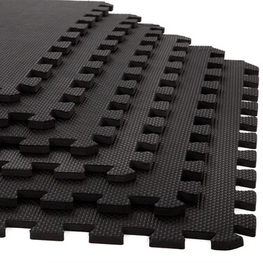 EVA Foam Mat Tiles 6Pack  24 SQ FT of Interlocking Padding for Garage Playroom or Gym Flooring  Exercise Mat or Baby Playmat by Stalwart Black