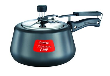 Prestige Nakshatra Cute Hard Anodized Aluminum Pressure Cooker 2 Litres Charcoal Black