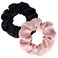 SILKIE x2 Set 100 Pure Mulberry Silk Pink Black Large Oversized Scrunchies Silk Travel Pouch Hair Ties Elastics Hair Care Premium Ponytail Holder No Damage Classic