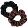 SILKIE x2 Set 100 Pure Mulberry Silk Cream Coffee Black Large Oversized Scrunchies Silk Travel Pouch Hair Ties Elastics Hair Care Premium Ponytail Holder No Damage Cocoa
