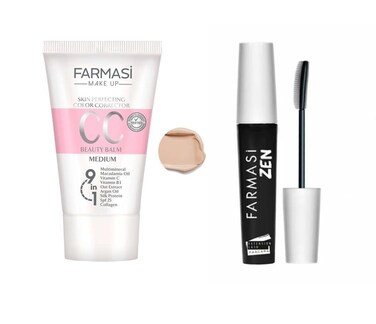 FARMASi Makeup CC Cream 17 Fl Oz Medium Pure Natural and Flawless Finish Medium to Full Coverage AllDay Hold All Skin Types Zen Mascara Extension Lash 027 floz