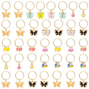 WILLBOND 18 Pieces Summer Butterfly Hair Jewelry for Braids Gold Braid Hair Clips Dreadlock Braid Charms Accessories Hair Rings Jewelry Hair Accessory for WomenClassic Style