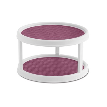 Copco NonSkid 2 Tier Pantry Cabinet Lazy Susan Turntable 12Inch WhitePurple