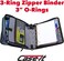 Caseit The Mighty Zip Tab Zipper Binder  3 Inch ORings  5 Color Tab Expanding File Folder  Multiple Pockets  600 Page Capacity  Includes Shoulder Strap  D146SMT