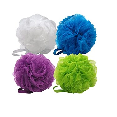 Aquasentials Mesh Pouf Bath Sponge 4 Pack MultiColor