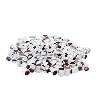 100pcs 925 Sterling Silver Tube Crimp Beads 2 X 18MM by CRAFT WIRE