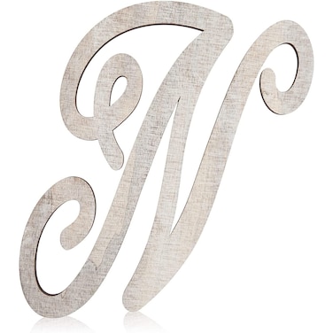 Bright Creations 13Inch Unfinished Wooden Monogram Letter N RusticStyle Home Decor Paintable Wood Alphabet Letters for Custom Signs Party Decorations Crafting and Art Supplies