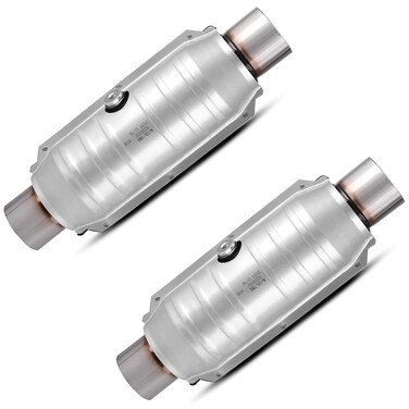 AUTOSAVER88 2Pack Universal Catalytic Converter 25 InletOutlet Catalytic Converter with Heat Shield Stainless Steel Shell EPA Compliant