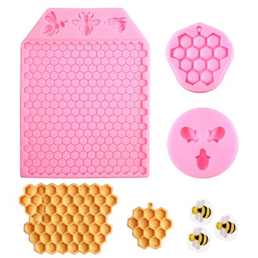3 Packs 7 Cavity Bumble Bee Silicone Mold Honeycomb Bees Silicone Chocolate Molds Silicone Bee Fondant Mold Beehive Silicone Baking Molds Bee Candy Silicone Mold Honeycomb Bee