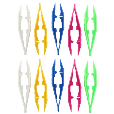 JCBIZ 10pcs Perler Bead Tweezers Plastic Toy Clip 110x25mm Baby Tweezers Toy Clip for Perler Beads Kids Handmade DIY Crafts