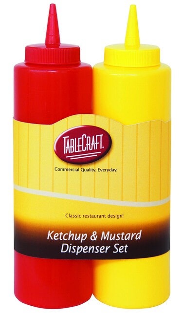 TableCraft Nostalgia 2Piece Ketchup and Mustard Dispenser Set 12Ounce RedYellow