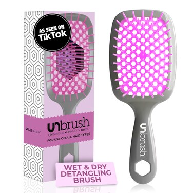 FHI HEAT Unbrush Wet  Dry Vented Detangling Hair Brush LavenderGrey