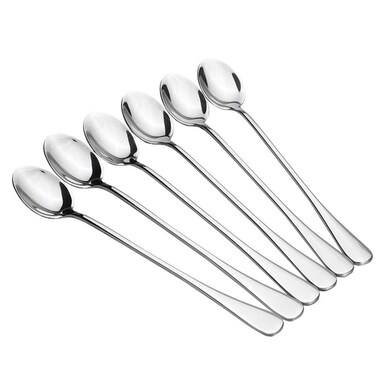 10 Piece Long Handle Iced Tea Spoon Stainless Steel Coffee Mixing Spoons  Long Cream Dessert Spoons