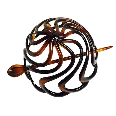 Parcelona French Swirls Celluloid Chignon Hair Slide Pin Thru 35 Bun Cover Ponytail Round Hair Clips for Women Styling Girls Hair Accessories No Slip Durable Made in FranceTortoise Shell