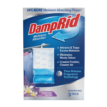 DampRid Lavender Vanilla Hanging Moisture Absorber 16 oz 3 Pack  Eliminates Musty Odors for Fresher Cleaner Air Ideal for Closet 14 More Moisture Absorbing Power