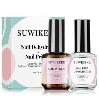 Suwikeke Nail Dehydrator and Primer 2 Pcs 15ml Nail Primer and Dehydrator Acid Free Nail Prep Fast Drying Gel Primer for Nails