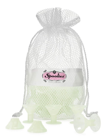 Spoolies Original Hair Curlers Heatless Silicone Rollers with Mesh Bag Gift for Natural Hair Hair Extensions plus Wigs Made in USA 24 Medium Size Hello Glow