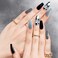 Press on Nails Medium Coffin GLAMERMAID Goth Black Acrylic Fake Nails with Design Stick Glue on Nails for Women Reusable False Nail Sets with 48Pcs Adhesive Tabs Nail File Cuticle Stick