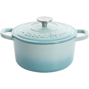 CrockPot Artisan Round Enameled Cast Iron Dutch Oven 7Quart Aqua