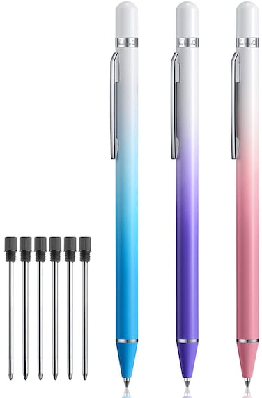 ChaoQ Ballpoint Pens 3 Pack Ball Point Pens Black Ink Medium Point 10 mm for Gift Business Office 6 Extras Replaceable Refills  Dream Pink Dream Purple Dream Blue