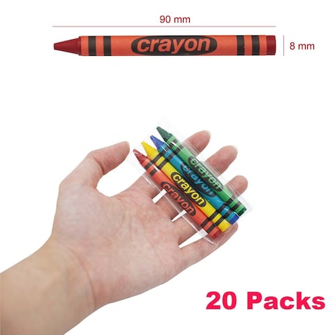 Lucky Art 20 Sets of 4 Packs 80 count Standard Size Crayons  Mini Crayon Packs NonToxic Crayons Crayons in bulk for Kids Party Favors School Supplies for Teachers  Travel Crayons