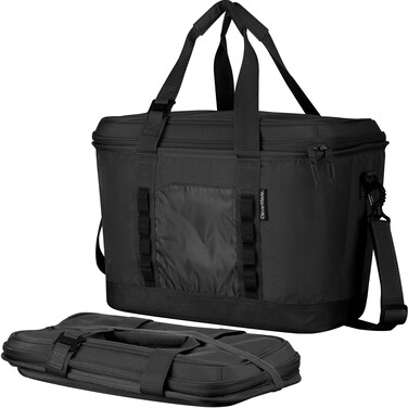 CleverMade Collapsible Cooler Bag 50 Can Beach  Travel Car Cooler Folding Soft Cooler Shoulder Strap Bottle Opener Great Car Coolers for Travel Cleans Easy Leak Proof Cooler Bag Midnight