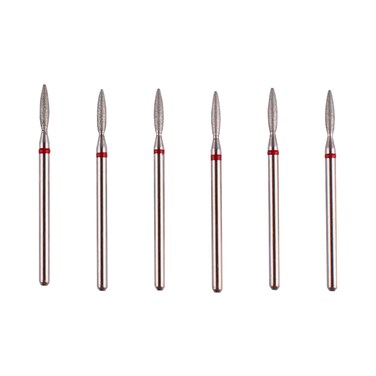 MZCMSL Flame Cuticle Drill Bit Set with Case 6pcs Pro Diamond Nail Bits for Nail Salon Manicure