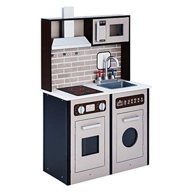 Teamson Kids  Little Chef Burgundy Classic Kids Toddler Toy Pretend Play Kitchen Set Playset  ExpressoBlack