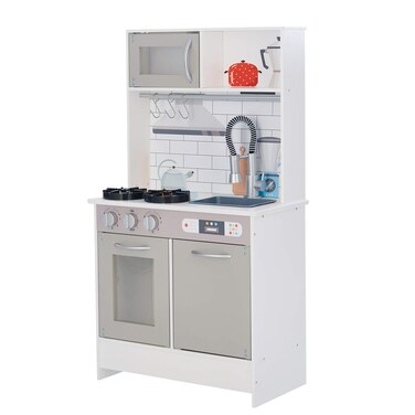 Teamson Kids  Little Chef Valencia Classic Kids Toddler Pretend Play Kitchen Set Playset  Gray