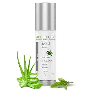 Aloemoist 25 Retinol Serum for Face  Hyaluronic Acid Aloe Vera Vitamin E Oil Jojoba Oil Vitamin C Serum  Face Toner Pore Minimizer Acne Treatment Reduces Wrinkles Fine Lines Age Spots 5oz