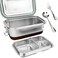 Lunbengo Large Metal Lunch Container with Leakproof Lid Stainless Steel Meal Prep Container with 500ml Divided Compartments  SpoonForkAntislip Rubber 87 x 55