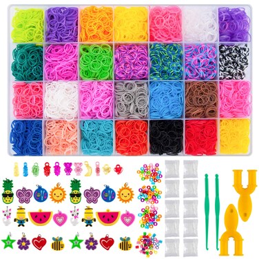 NPLUX 11000 Rainbow Rubber Bands Refill Kit Rubber Band Bracelet Kit with 28Color Loom Bands