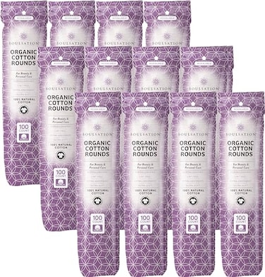 SoulSation Organic Cotton Rounds 400 Count  Makeup Remover Pads for Face LintFree