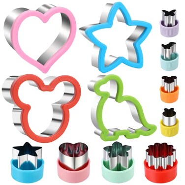 Elfkitwang Sandwich Cookie Cutters Set DinosaurHeartStarMouseSandwich Knife Cookie Knife Vegetable Cutter Food Grade Cookie Mould12Pcs